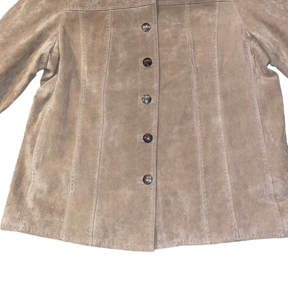 NWOT Lake Matley Suede Button Up Jacket Women Size 2XL Light Brown / Floral - Picture 2 of 13